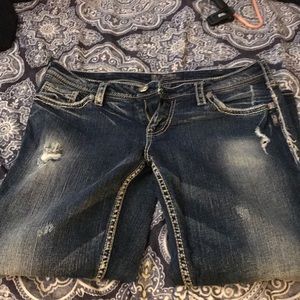 Silver cropped Aiko style jeans